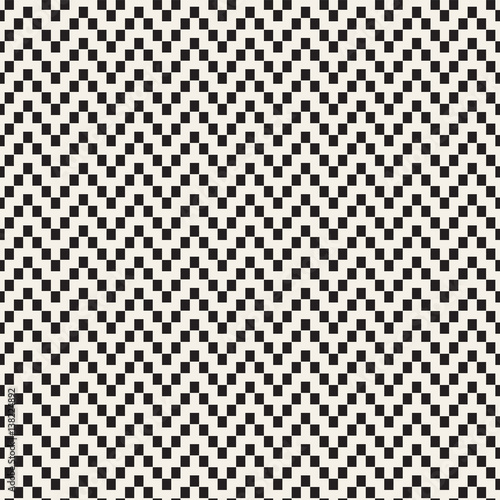 Halftone Edgy Lines Mosaic Endless Stylish Texture. Vector Seamless Black and White Pattern