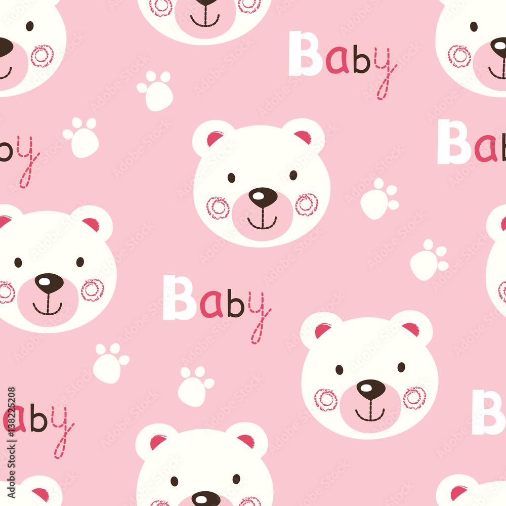 Seamless pattern with cute baby teddy bears