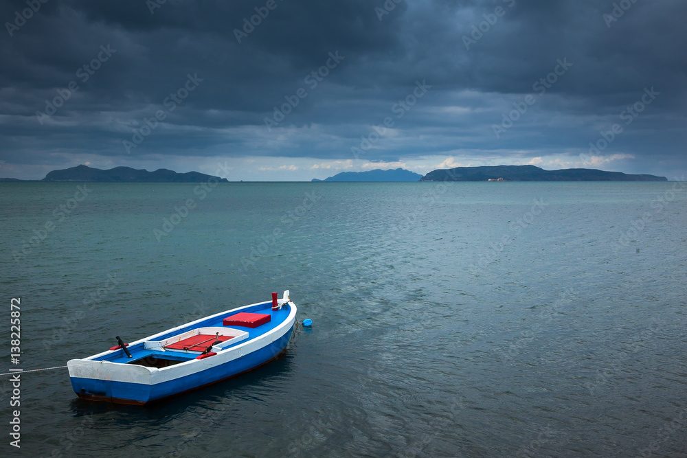 Marsala, Trapani, Sicily, Italy - boat on the sea Marsala, Trapani, Sicily, Italy - boat on the sea