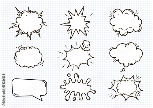 Empty Comic sound speech bubbles set isolated on white background vector illustration. clouds with place for text.