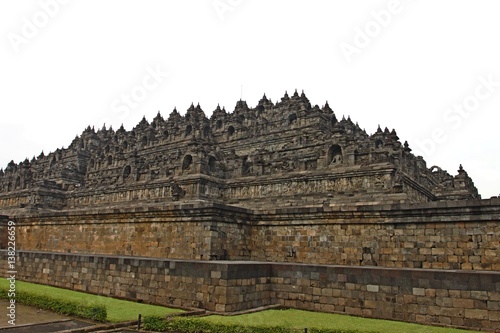 Buddha statue in stupa  Borobudur  near Yogyakarta  Java  Indonesia Borobudur temple stupas near Yogyakarta  Java  Indonesia