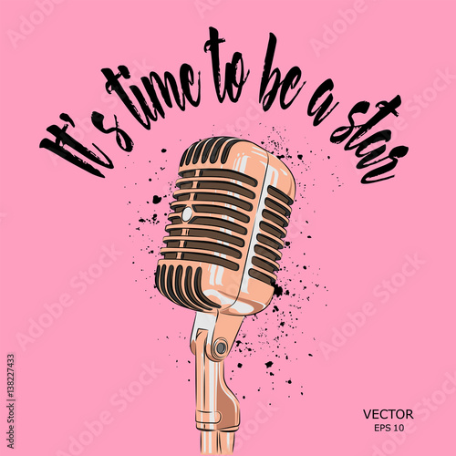 The image of the microphone. Vector illustration.