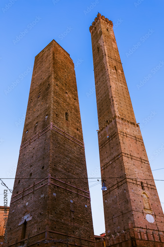 Famous Asinelli tower in Bologna Italy