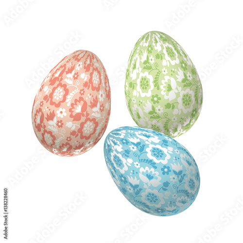 Pale color Easter egg decoration vector illustration. floral folk-style decor...