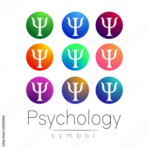 Modern Sign Set of Psychology. Creative style. Icon in vector. Bright color letter on white background. Symbol for web, print, card