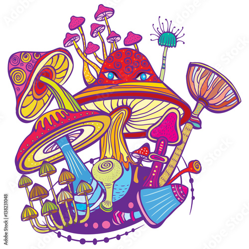 Group of decorative mushrooms 