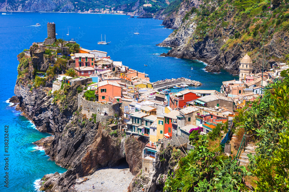 Beautiful small fishing village Vernazza in Cinque terre, Liguria, Italy