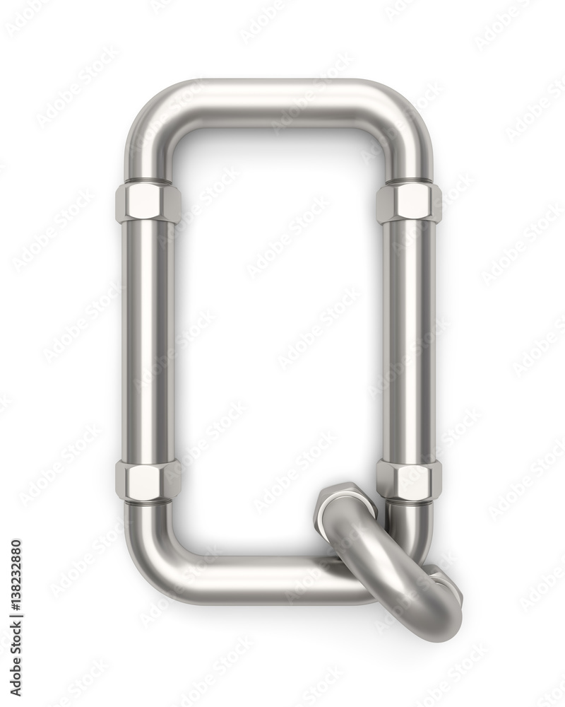 Alphabet made of Metal pipe, letter Q. 3D illustration Alphabet made of Metal pipe, letter Q. 3D illustration