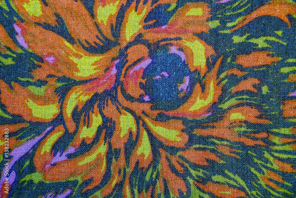 Текстура ткани с большим цветком
