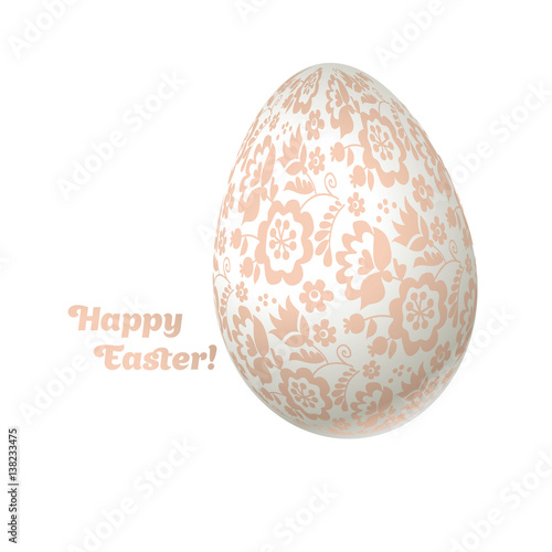 Easter egg luxury decoration vector illustration. floral elegant style decor on christian resurrection symbol. spring life icon in chick feminine decorative style