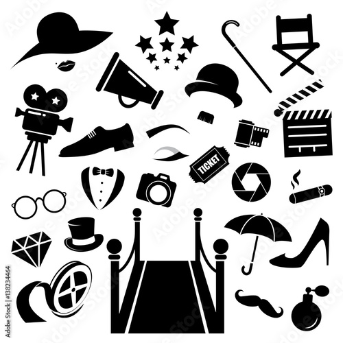 Hollywood festival vector icon set.