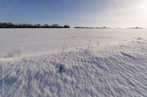 Fresh snowfall on a field in Suffolk  UK