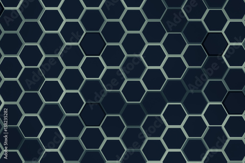 3D rednering of abstract hexagon background
