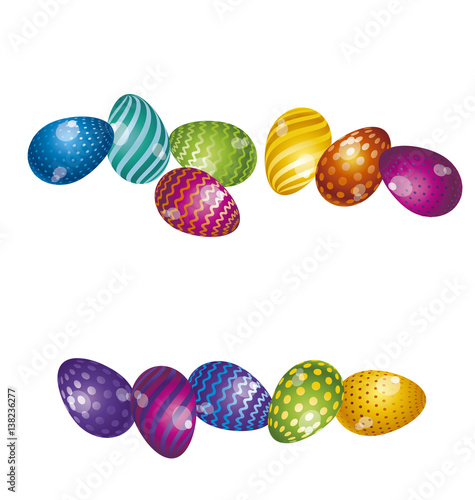 Rainbow vivid color Easter egg vector illustration banner. Bright simple kid-...