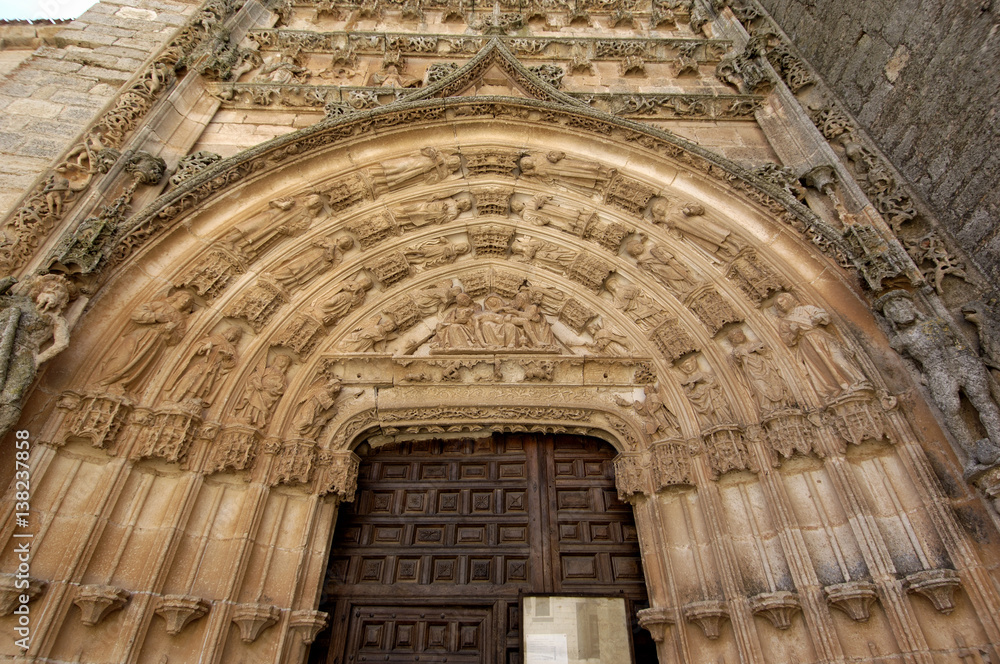 Entrance door of  Nuestra Senora de la Asuncion, Santa Maria del Campo, Burgos province, Castilla y Leon, Spain