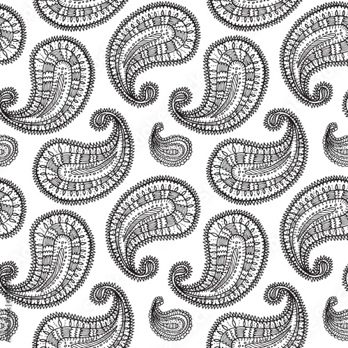 Ethnic paisley seamless pattern in vector. Endless abstract design background.