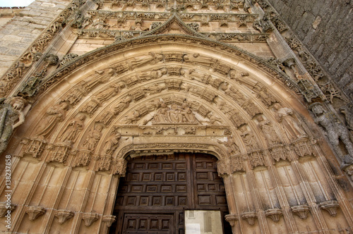 Entrance door of Nuestra Senora de la Asuncion, Santa Maria del Campo, Burgos province, Castilla y Leon, Spain