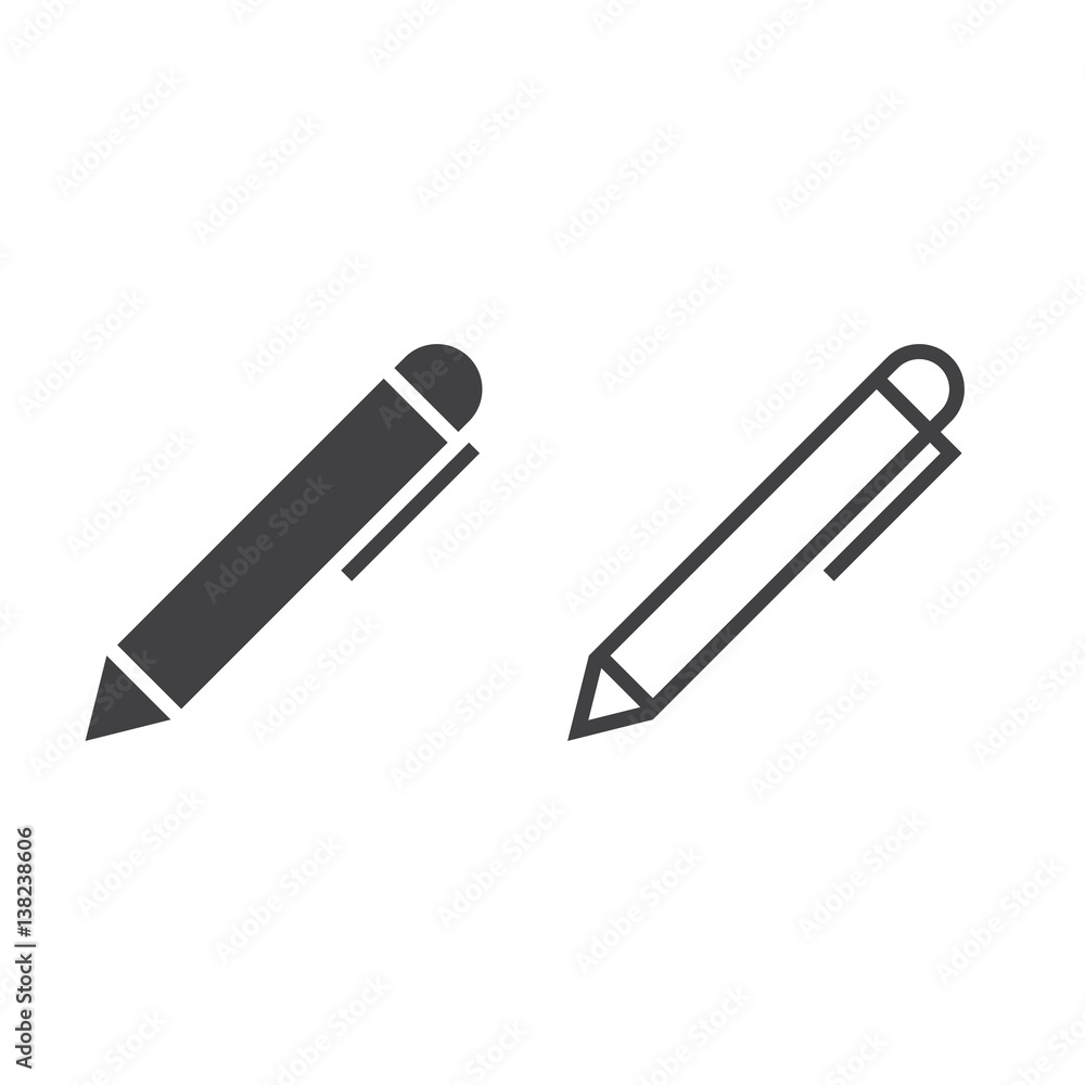 pen line icon, outline and solid vector sign, linear and full pictogram isolated on white, logo illustration pen line icon, outline and solid vector sign, linear and full pictogram isolated on white, logo illustration