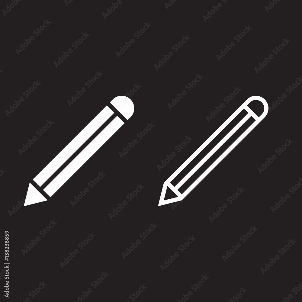 pencil line icon, outline and solid vector sign, linear and full pictogram isolated on black, logo illustration pencil line icon, outline and solid vector sign, linear and full pictogram isolated on black, logo illustration