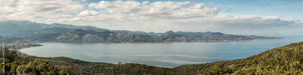 Panoramic view of the bay of Saint Florent in Corsica
