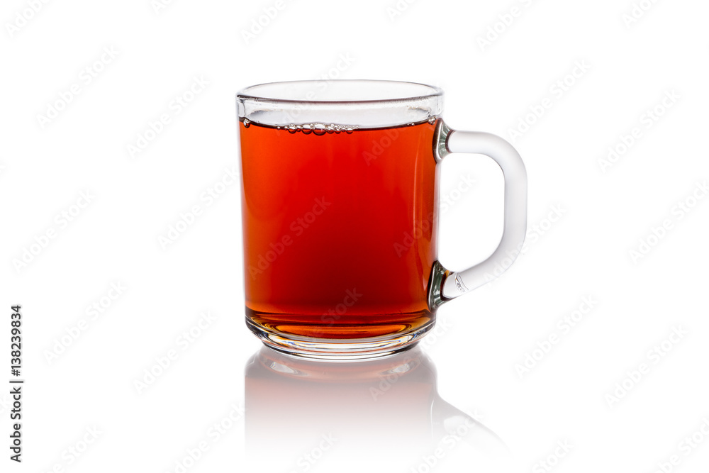 Transparent glass cup of tea isolated on white beckground Transparent glass cup of tea isolated on white beckground