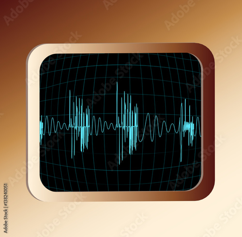 Blue wave of signal  from oscilloscope creen 
