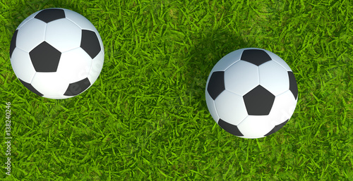 3D rendering, Football soccer on grass soccer field background.