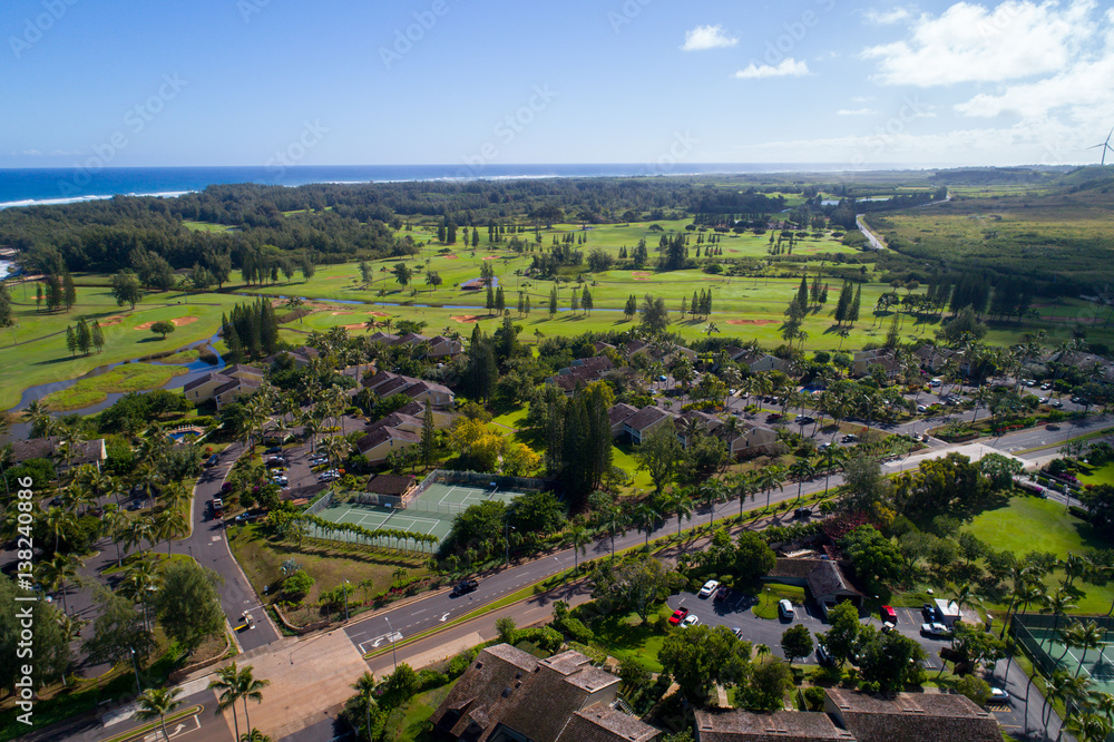 Aerial photo Turtle Bay golf club Oahu Hawaii