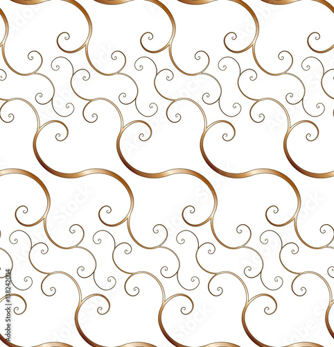 Golden seamless pattern with curls