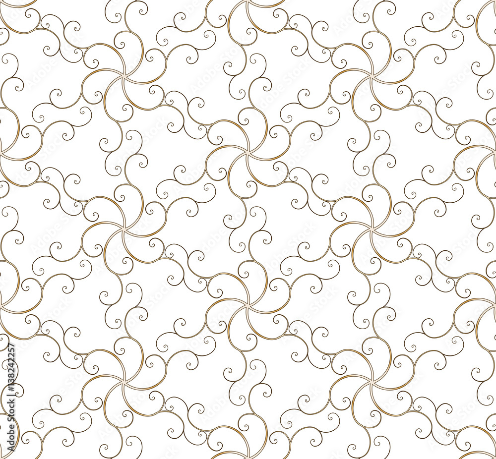 Golden seamless  pattern with curls