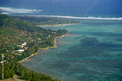 Aerial view of Le Morne Brabant village in Mauritius