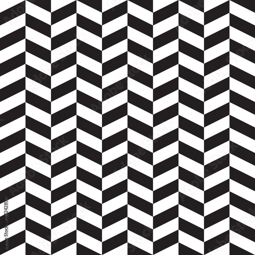 Herringbone, zigzag, chevron. Black and white seamless vector pattern