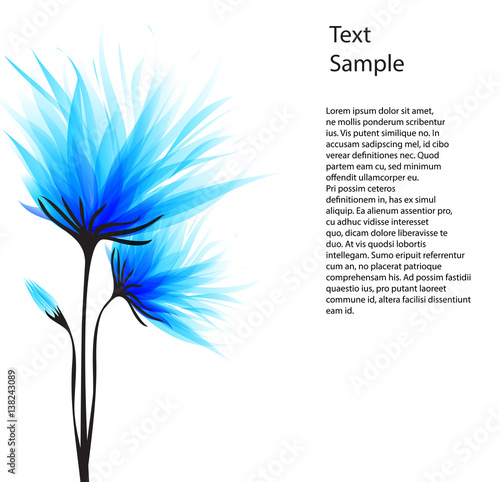Business template or cover with blue flower - vector illustration 