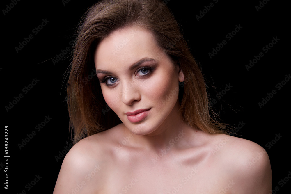 Beauty Fashion Model Woman , portrait. Concept Girl face with perfect skin in dark Background. Beauty Fashion Model Woman , portrait. Concept Girl face with perfect skin in dark Background.
