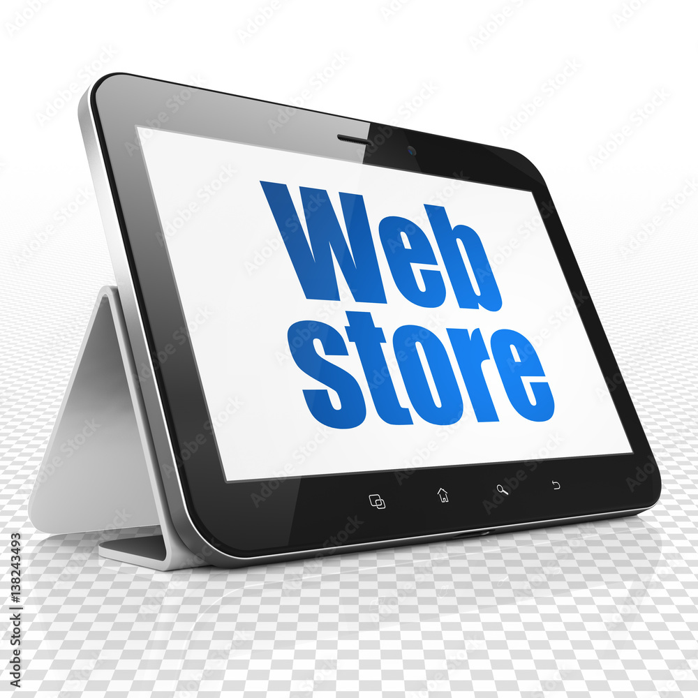 Web design concept: Tablet Computer with Web Store on display Web design concept: Tablet Computer with Web Store on display