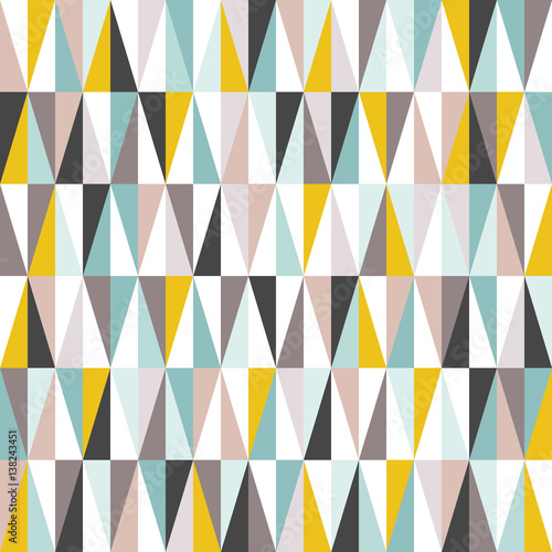 Multicolored triangles, seamless abstract vector pattern