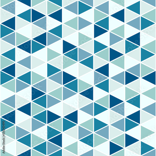 Randomly colored blue triangles  seamless vector pattern