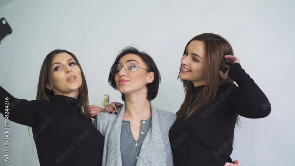 Pretty girls smiling and taking selfie with facial expressions in 4K Pretty girls smiling and taking selfie with facial expressions in 4K