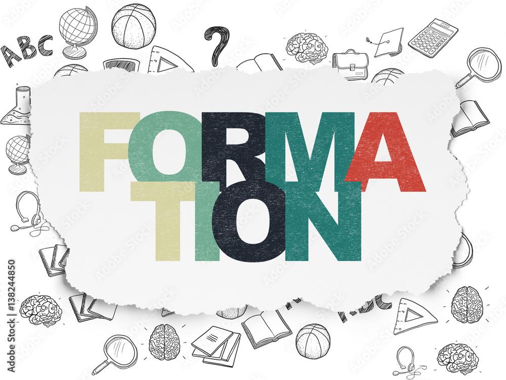 Education concept: Formation on Torn Paper background Education concept: Formation on Torn Paper background