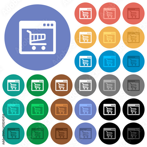 Webshop application round flat multi colored icons