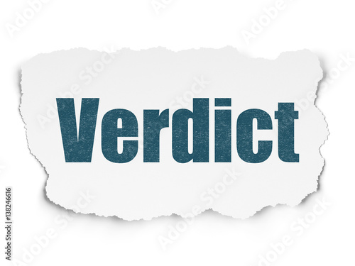 Law concept: Verdict on Torn Paper background