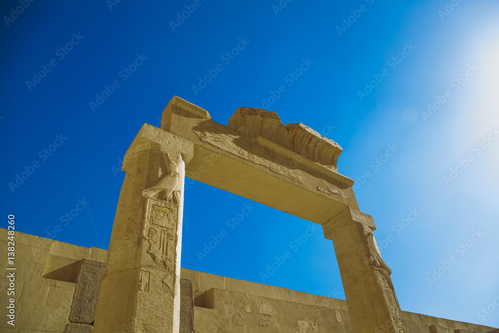 Territory of ancient  Valley of  Queens Temple in Luxor, Egypt, Africa. Photo shot in 2017. Horizontal color image.