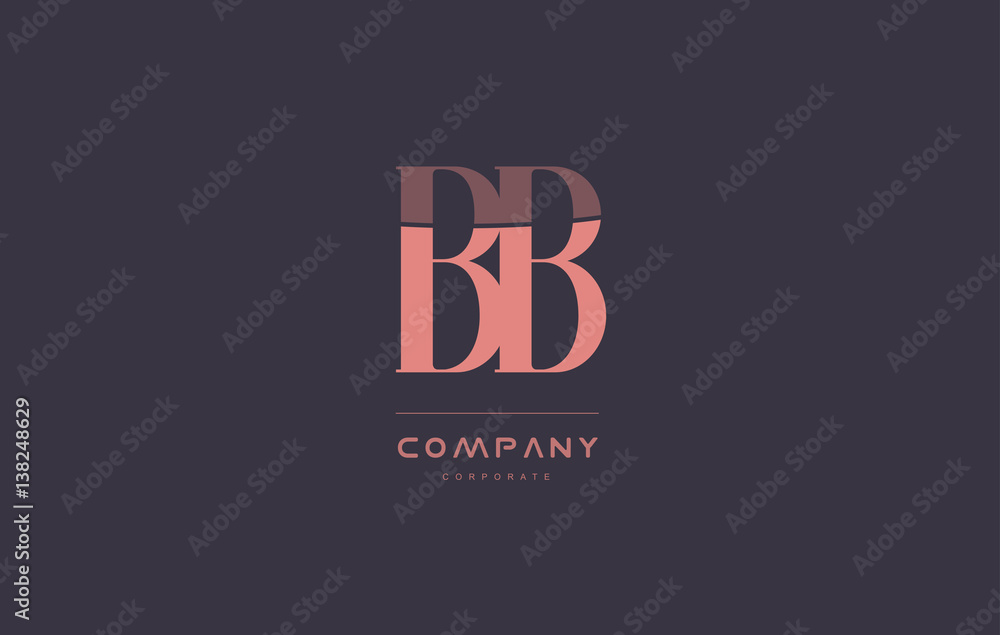 bb b b  pink vintage retro letter company logo icon design - obrazy, fototapety, plakaty 