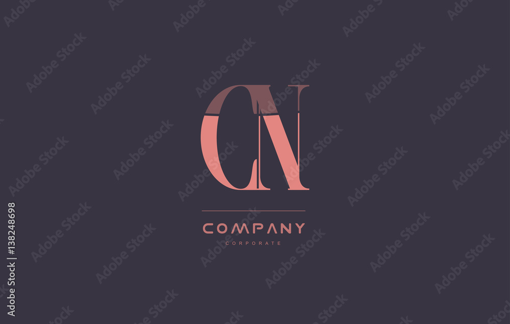 cn c n pink vintage retro letter company logo icon design