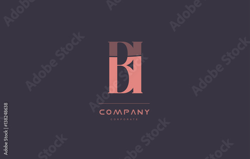 bi b i pink vintage retro letter company logo icon design