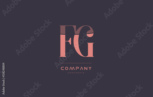 fg f g pink vintage retro letter company logo icon design