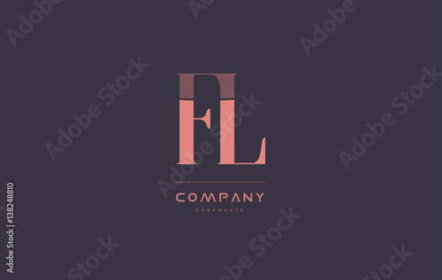 fl f l pink vintage retro letter company logo icon design