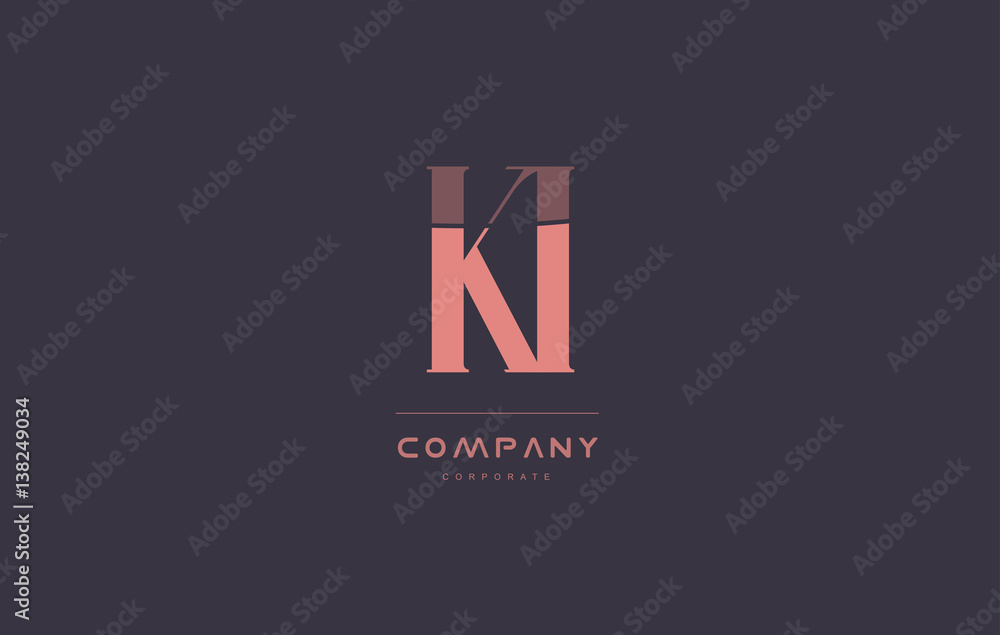 ki k i pink vintage retro letter company logo icon design - obrazy, fototapety, plakaty 