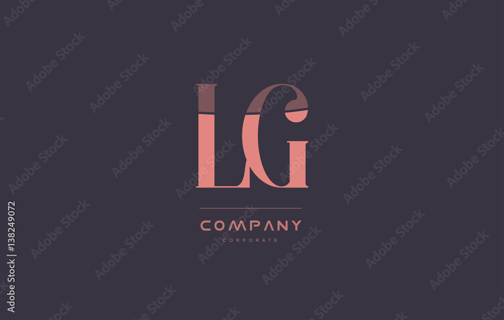 lg l g pink vintage retro letter company logo icon design