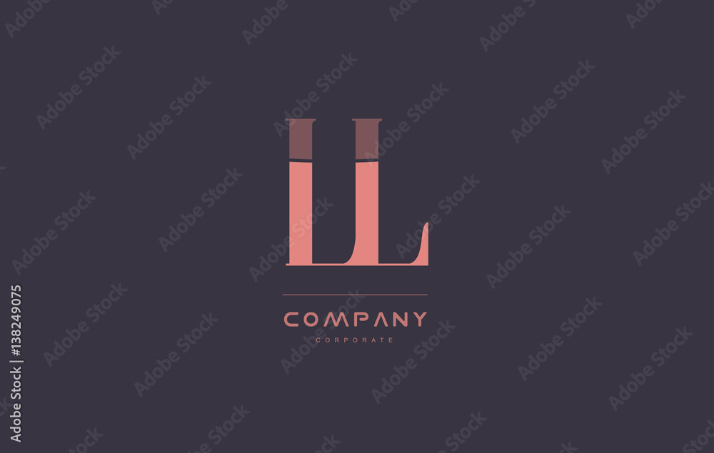 ll l  pink vintage retro letter company logo icon design
